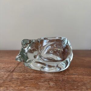 Vintage Sleeping Cat Votive Candle Holder Kitten Figurine Indiana Hoosier Glass